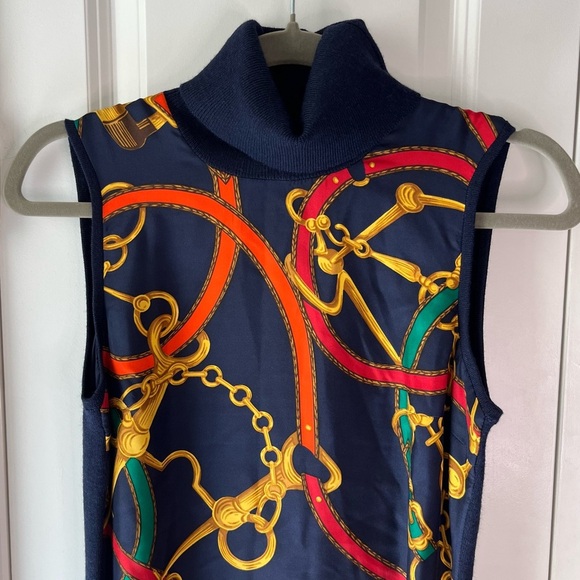 Lauren Ralph Lauren Silk and Wool Equestrian Print Sweater Dress size XS - Picture 5 of 8